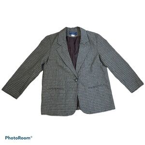 Vintage Norton McNaughton Petite Blazer  12P Brown Black Houndstooth Career